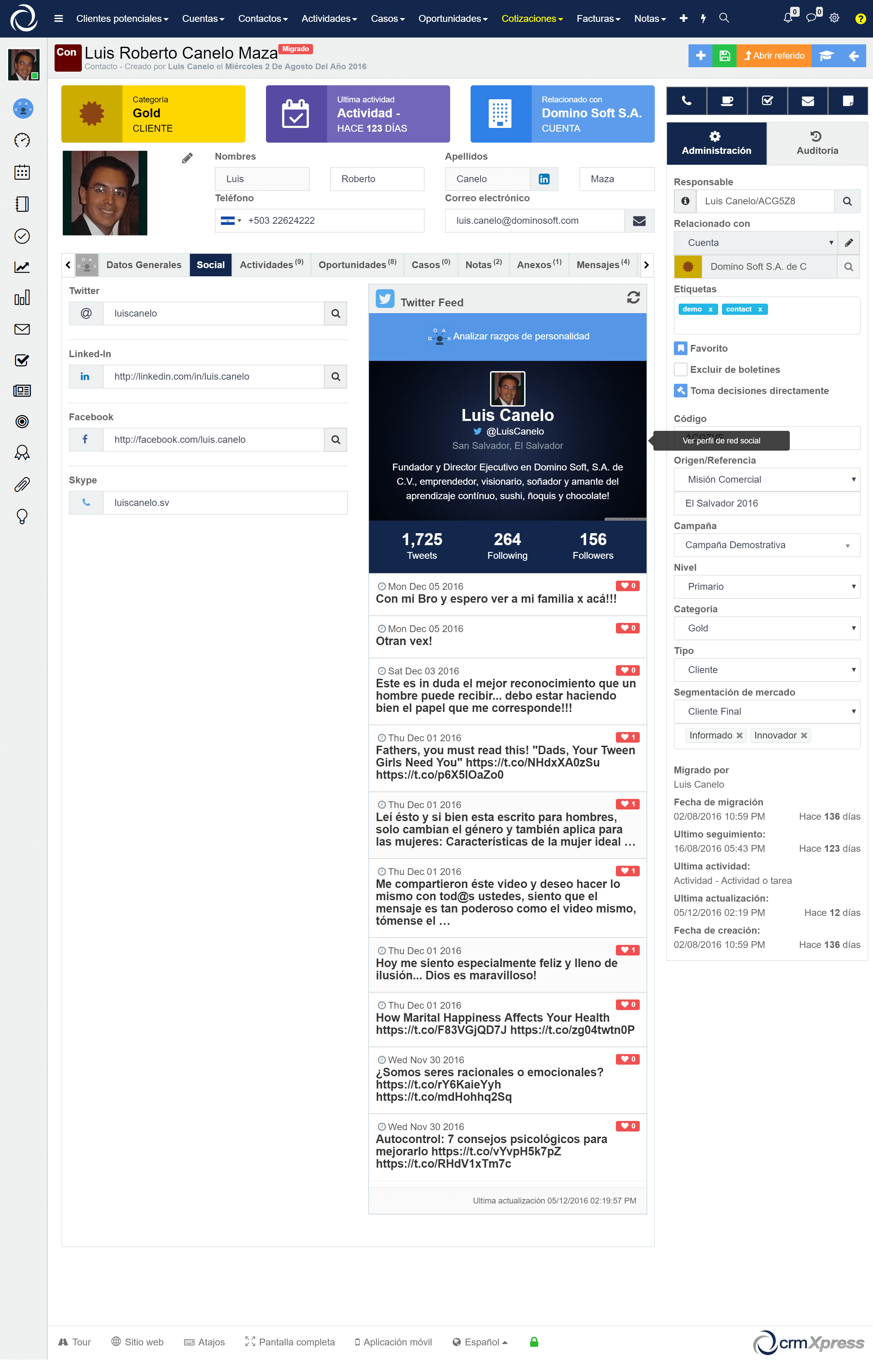 Integración con redes sociales
